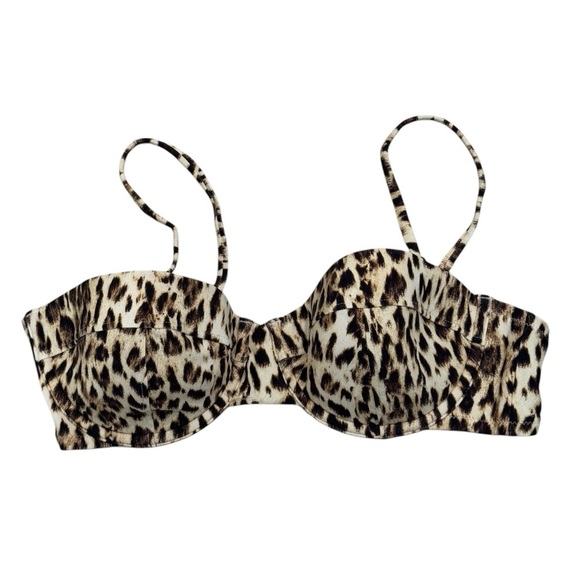 NWT J Crew Underwire Bikini Leopard Printed Swimsuit Top - Picture 1 of 7